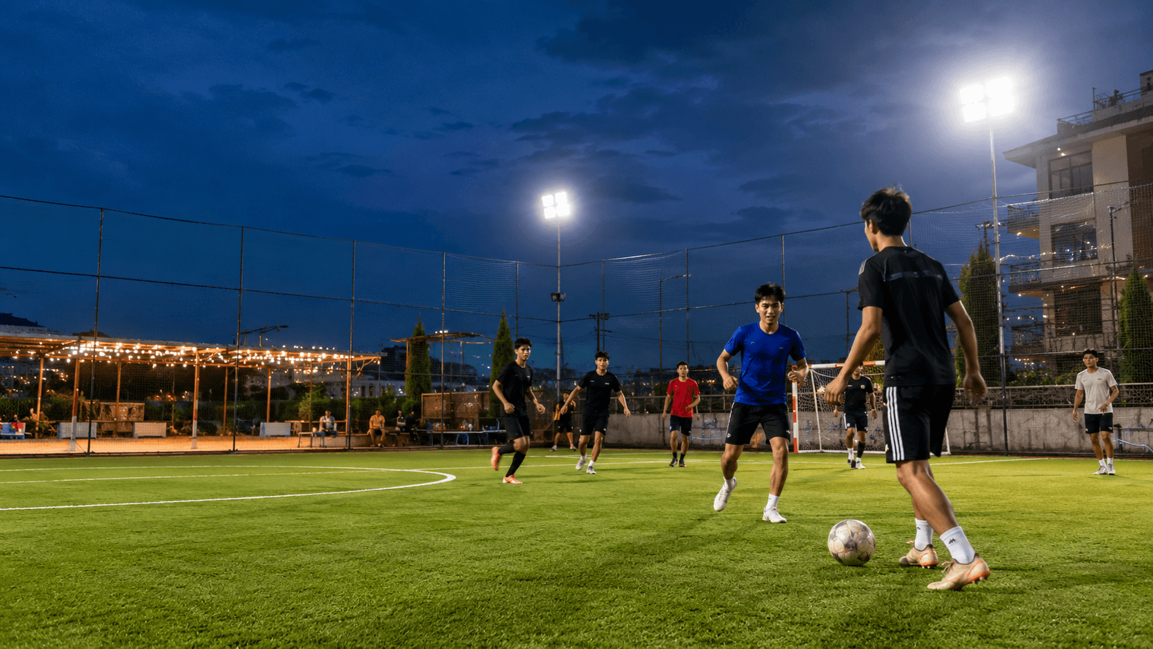 Friends enjoying a game at a sports venue